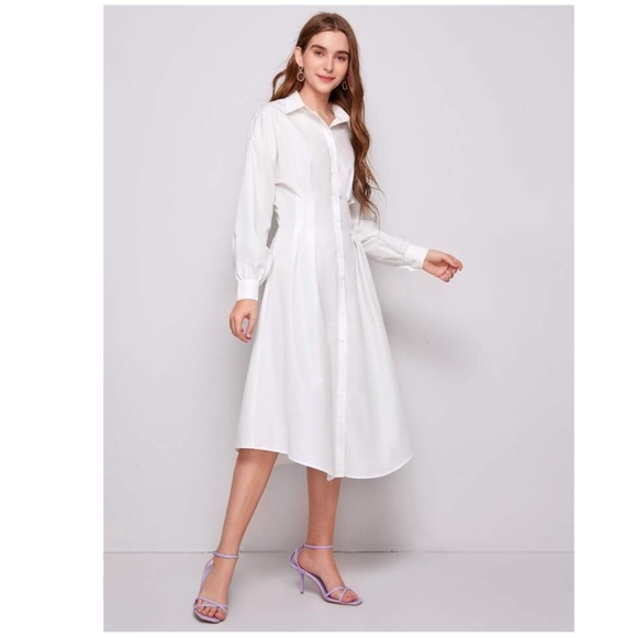 SHEIN Dresses & Skirts - White Cotton shirt dress white Shirtdress size XL